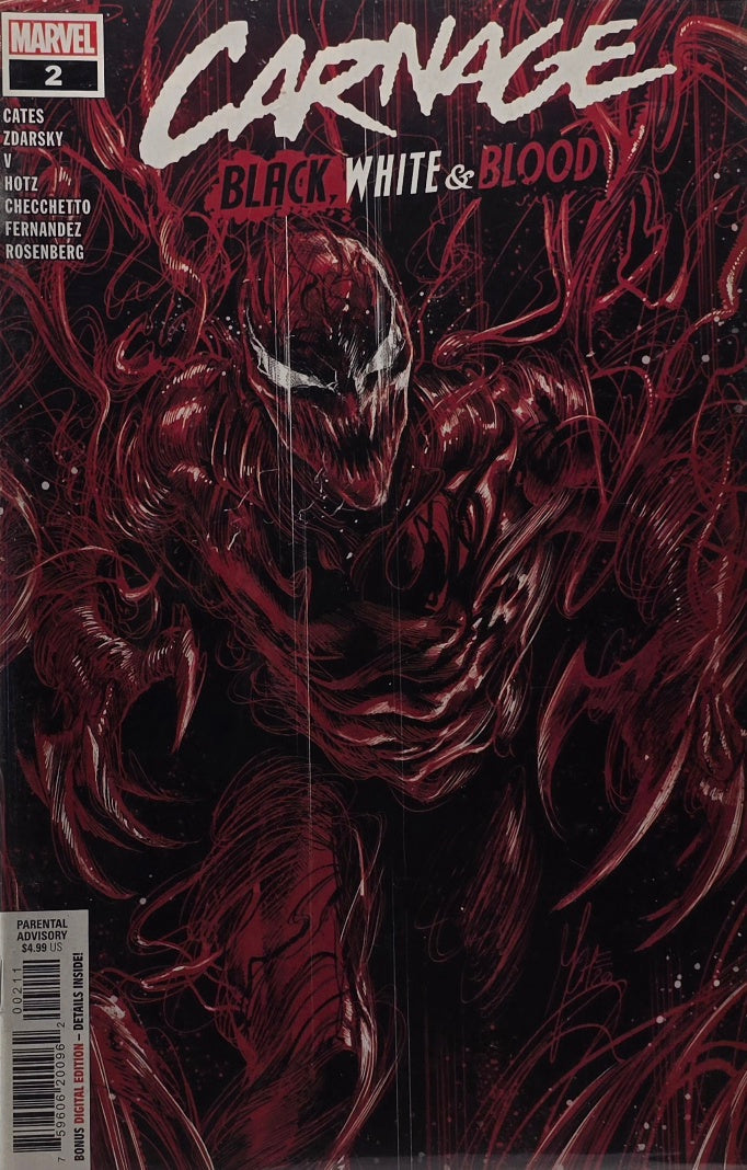 Carnage: Black, White & Blood #2 — Cates / Zdarsky / Hotz / Checchetto / Fernandez / Rosenberg (Marvel)