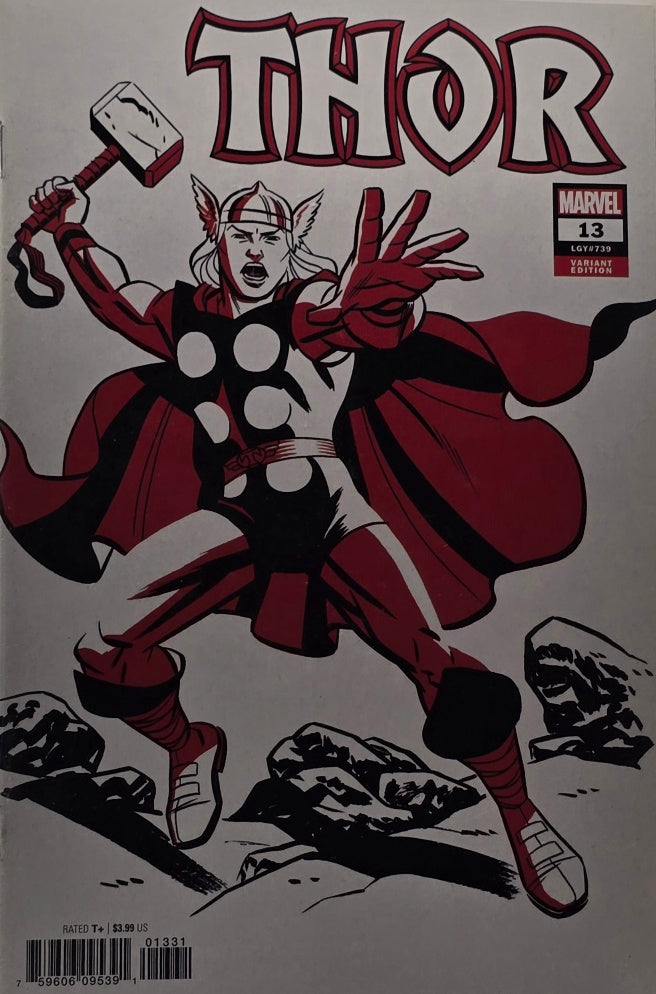 Thor #13 — Variant Edition (Legacy #739 — Red Monochrome Retro Cover — Cates / Klein)