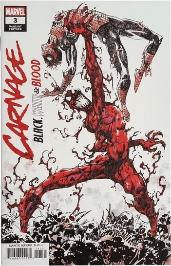 Cleaned Carnage comic on white background