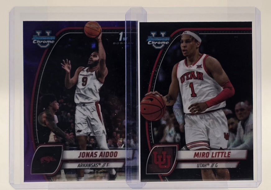 Basketball Cards Lot — Jonas Aidoo 1st Bowman Purple + Miro Little Bowman Chrome University