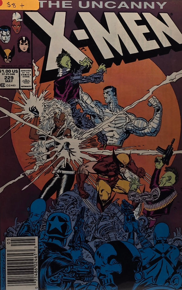 The Uncanny X-Men #229 — Storm, Colossus, Wolverine & Dazzler Battle Cover (Marvel Comics, May 1988)