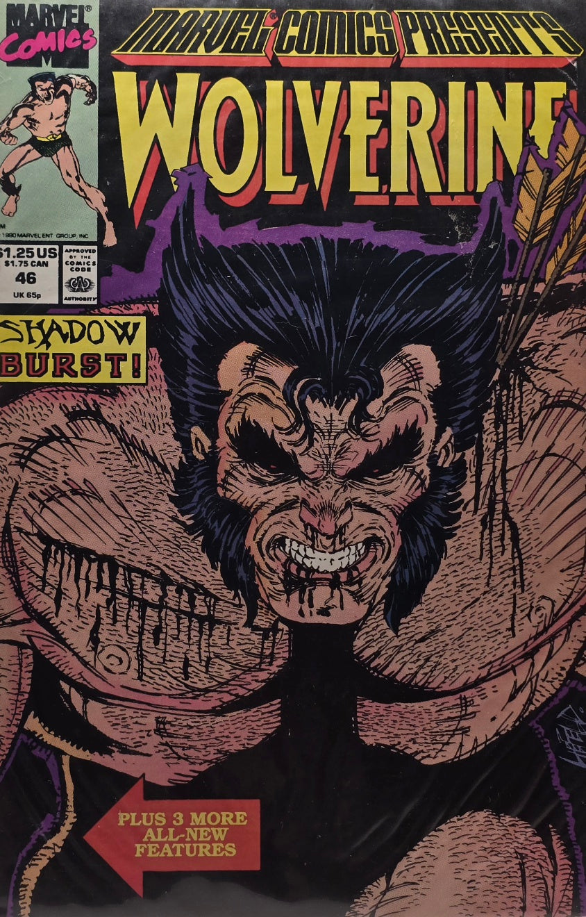 Marvel Comics Presents #46 — Wolverine: "Shadow Burst!" (Marvel Comics, 1990) — Plus 3 More All-New Features