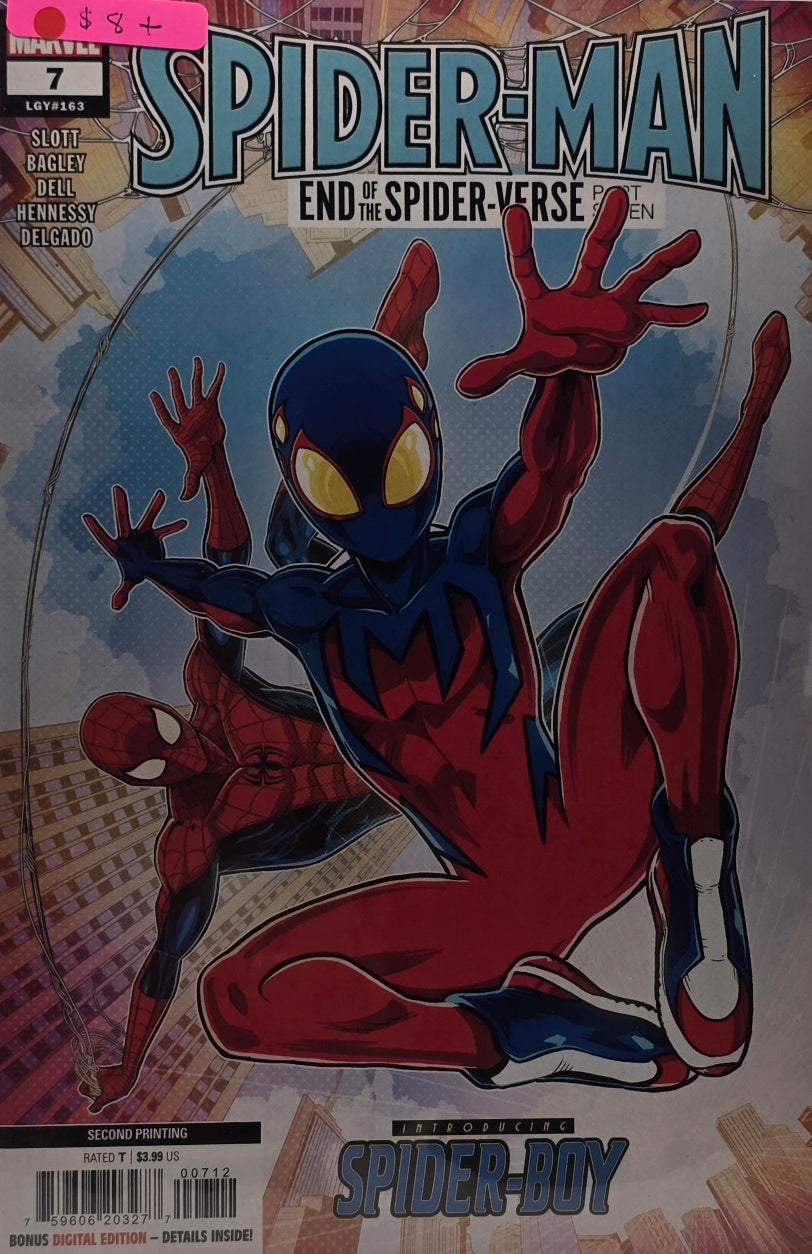 Spider-Man #7 — Second Printing — Introducing Spider-Boy! (Marvel Comics) — LGY#163 — Slott, Bagley, Dell, Hennessy & Delgado