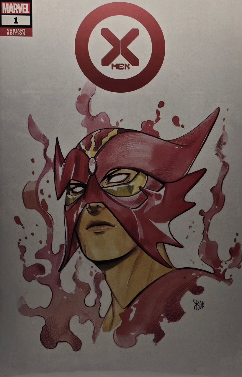 X-Men #1 (Marvel) — Variant Edition — Crimson Watercolour Helmet Portrait Cover