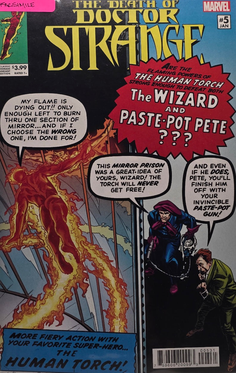 The Death of Doctor Strange #5 (Marvel) — Classic Homage Variant Edition — Human Torch / The Wizard / Paste-Pot Pete — January — Rated T+