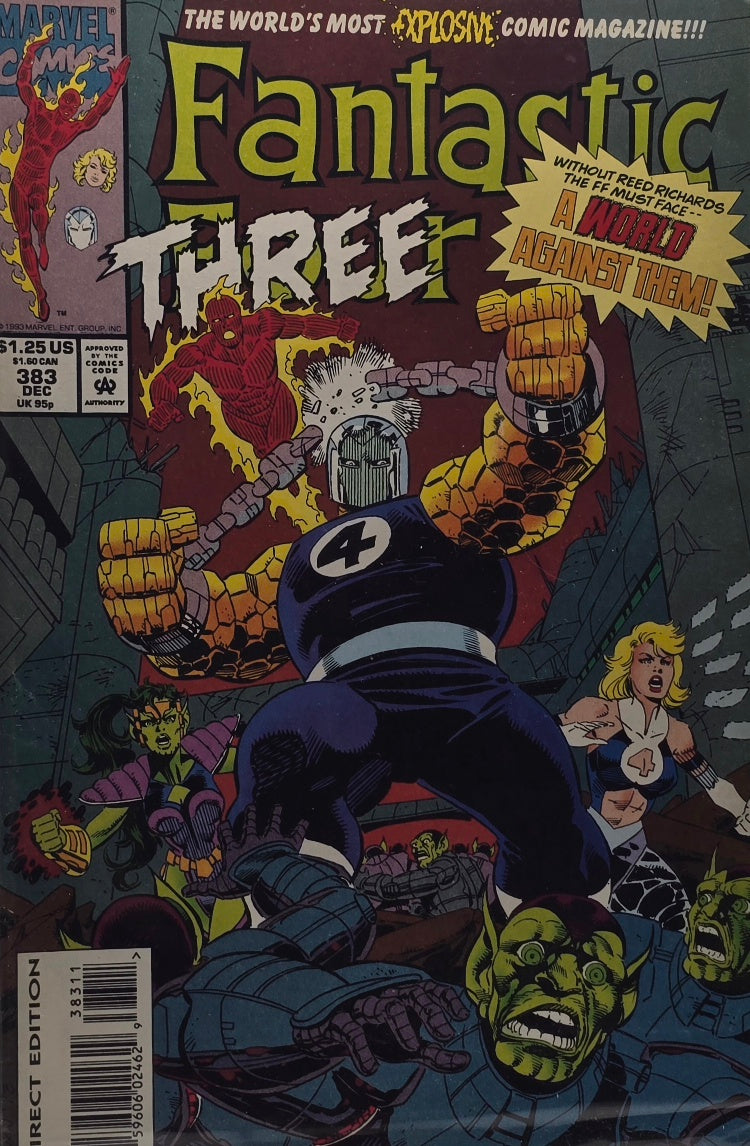 Fantastic Four #383 — "Fantastic Three: A World Against Them!" (Marvel Comics, December 1993)