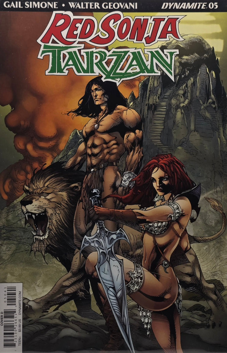 Red Sonja/Tarzan #5 — Red Sonja, Tarzan & Lion Cover (Dynamite)
