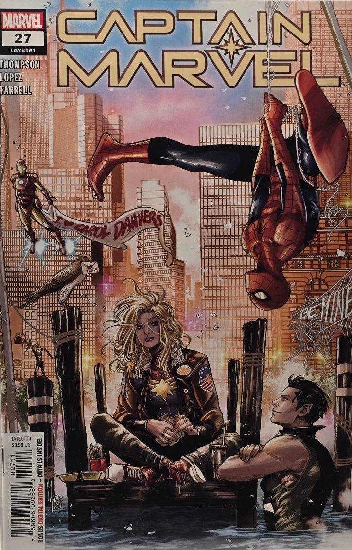 Captain Marvel #27 (Marvel Comics, LGY#161) — Thompson, Lopez & Farrell — Spider-Man Rooftop Cover
