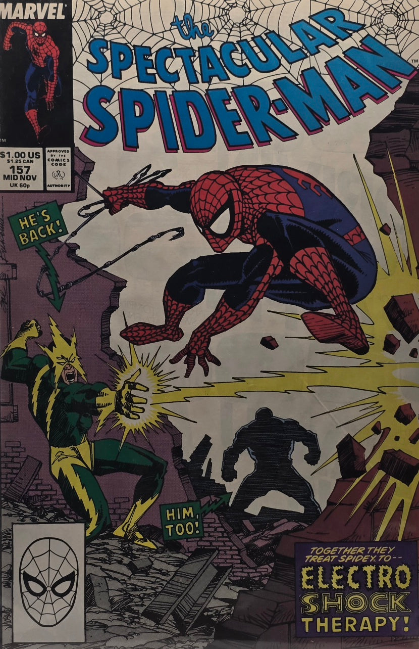 The Spectacular Spider-Man #157 (Marvel, Mid-November 1989) — “Electro Shock Therapy!”