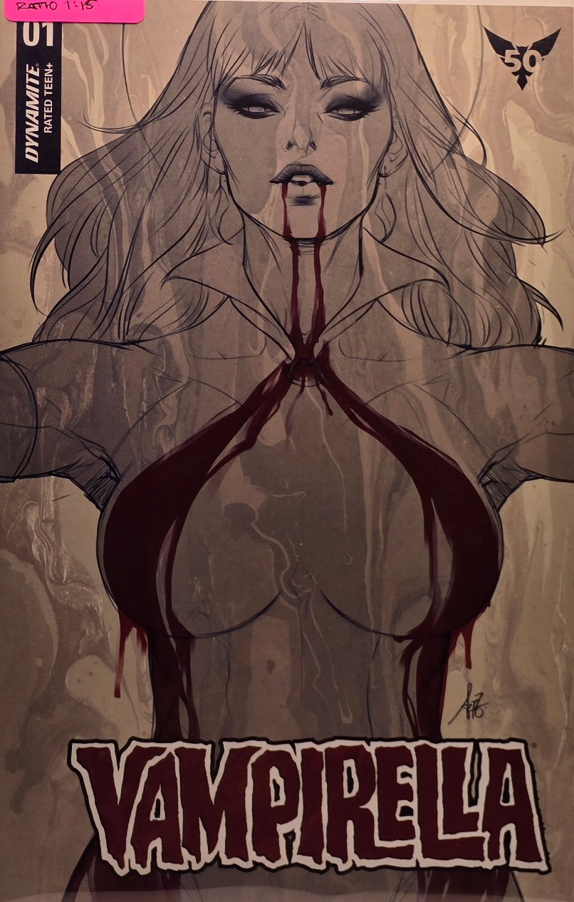 Vampirella #01 (Dynamite Entertainment) — 50th Anniversary — Ratio 1:15 Virgin Edition — Pencil Art Cover — Signed