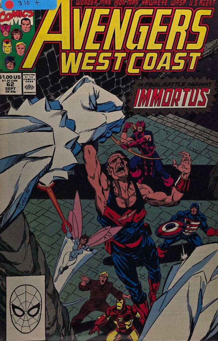 Avengers West Coast #62 (Marvel, September 1990) — “In Final Battle Against Immortus!”