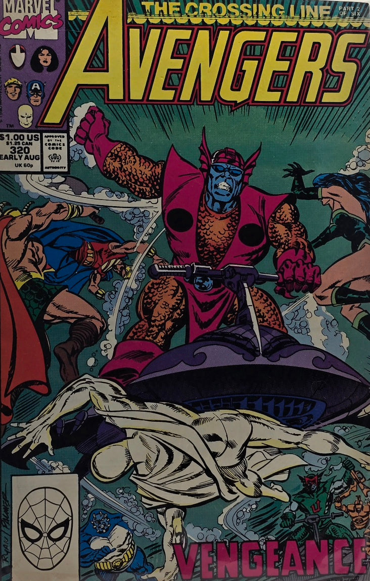 Avengers #320 (Marvel Comics, Early August 1990) — The Crossing Line Part 2 — Vengeance!