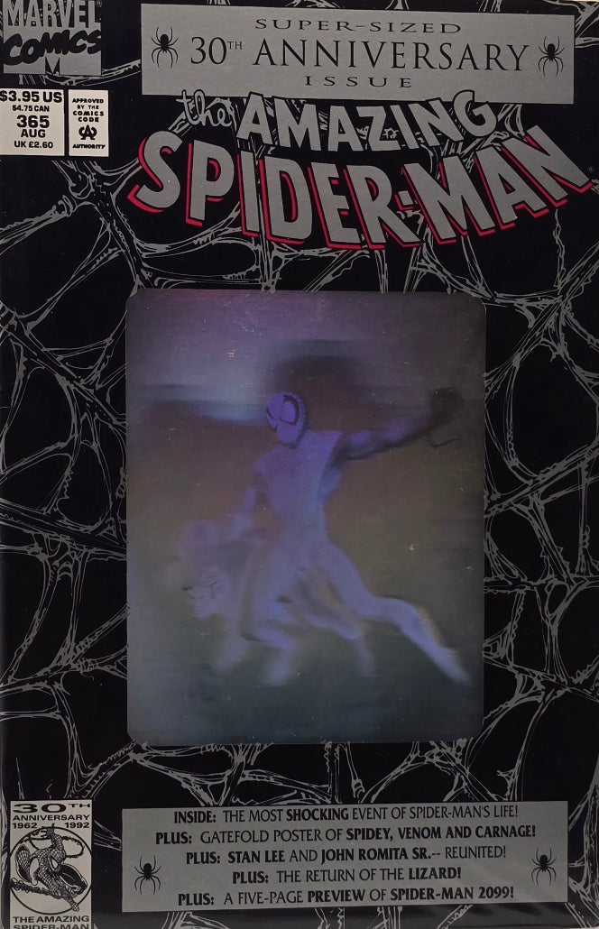 The Amazing Spider-Man #365 — Super-Sized 30th Anniversary Issue — Hologram Cover — 1st Preview of Spider-Man 2099! (Marvel Comics, August 1992)