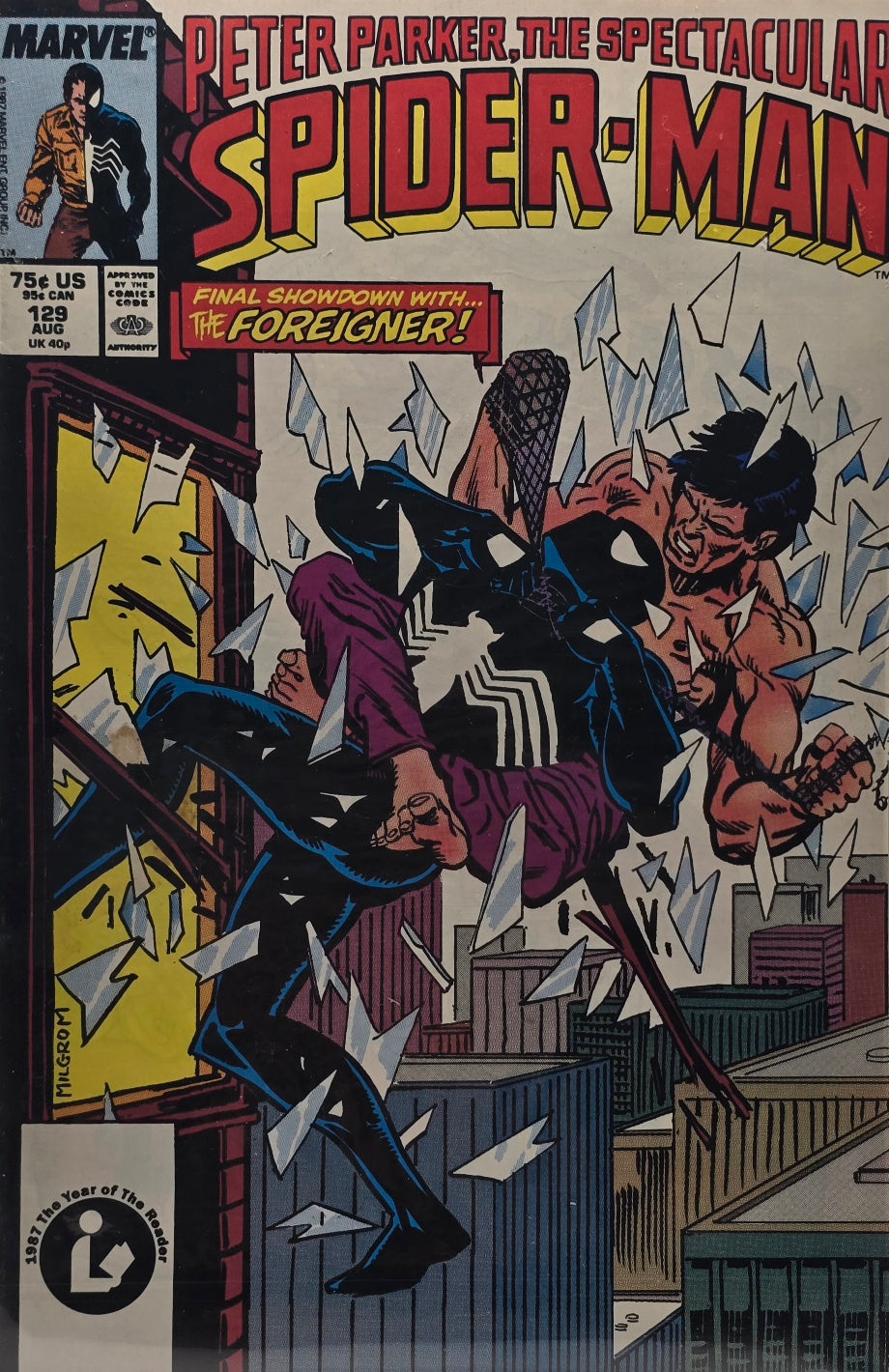 Peter Parker, The Spectacular Spider-Man #129 (Marvel, August 1987) — “Final Showdown with... The Foreigner!” — Black Costume Era
