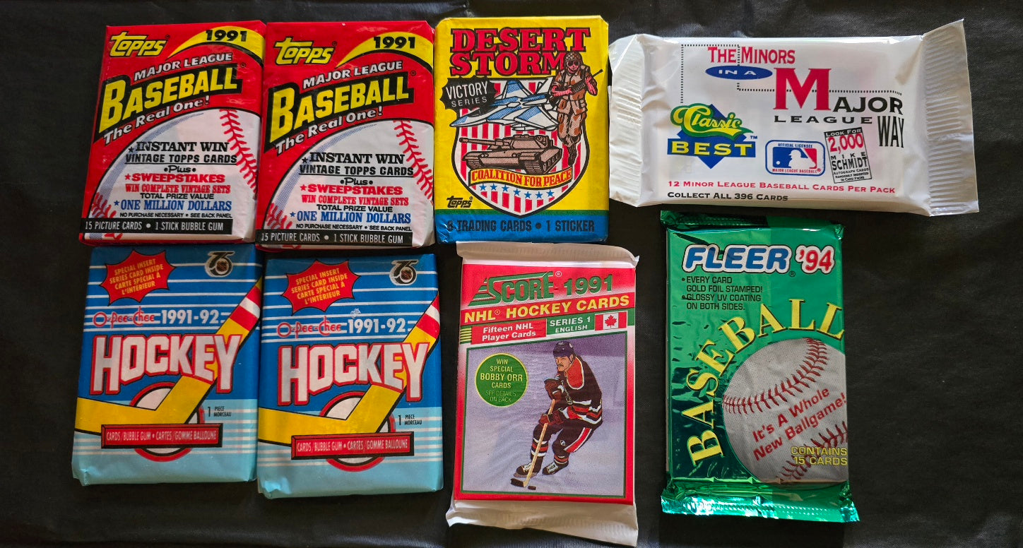 Vintage Sealed Wax Pack Lot (7 Packs)