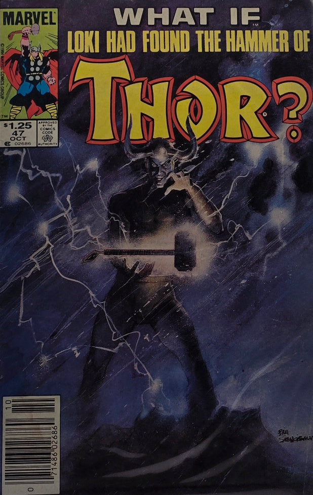 What If? #47 (Marvel Comics) — What If Loki Had Found the Hammer of Thor? — Bill Sienkiewicz Cover