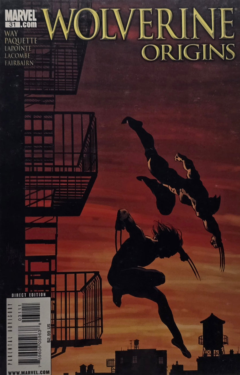 Wolverine Origins #31 (Marvel Comics) — Way, Paquette, Lapointe, Lacombe & Fairbairn — Silhouette Rooftop Cover — Direct Edition
