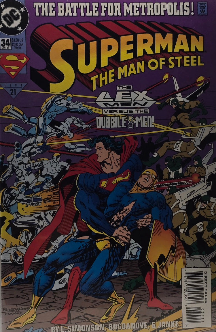 Superman: The Man of Steel #34 — "The Lex-Men Versus the Dubbile Men!" — The Battle for Metropolis (DC Comics, June 1994) — Simonson, Bogdanove & Janke