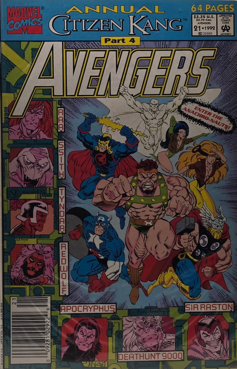 The Avengers Annual #21 — "Citizen Kang" Part 4 — Enter the Anachronauts! (Marvel Comics) — 1992 — 64 Pages