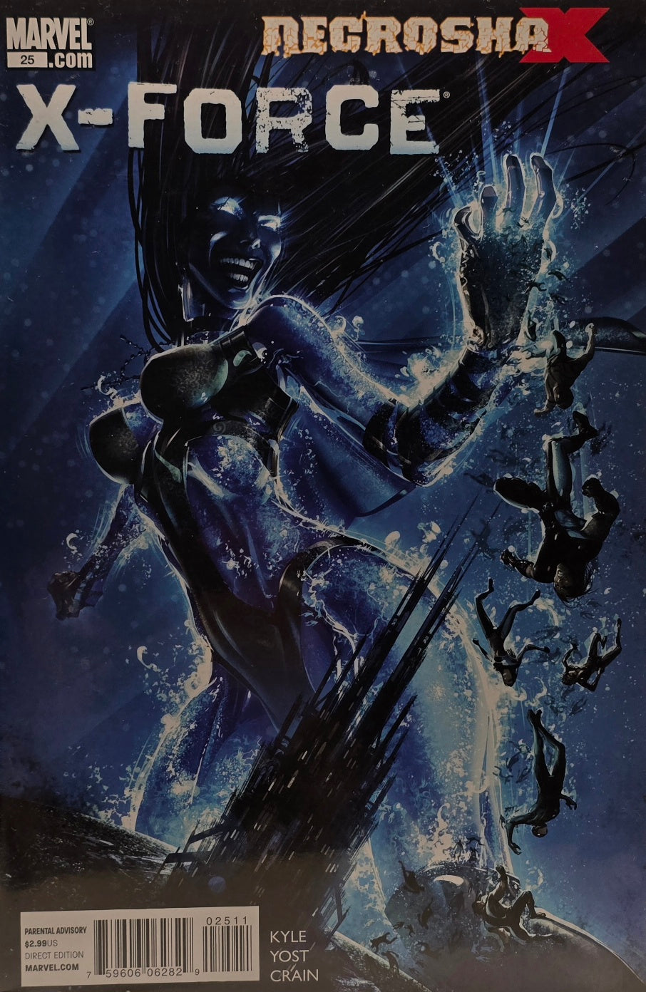 X-Force #25 — Necrosha (Marvel) — Kyle, Yost & Crain — Parental Advisory — Direct Edition