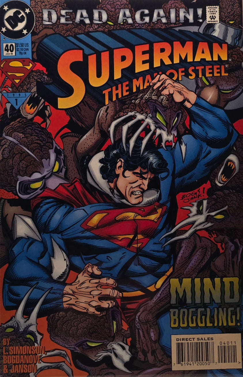 Superman: The Man of Steel #40 — "Dead Again! / Mind Boggling!" (DC Comics, January 1995) — Simonson, Bogdanove & Janson