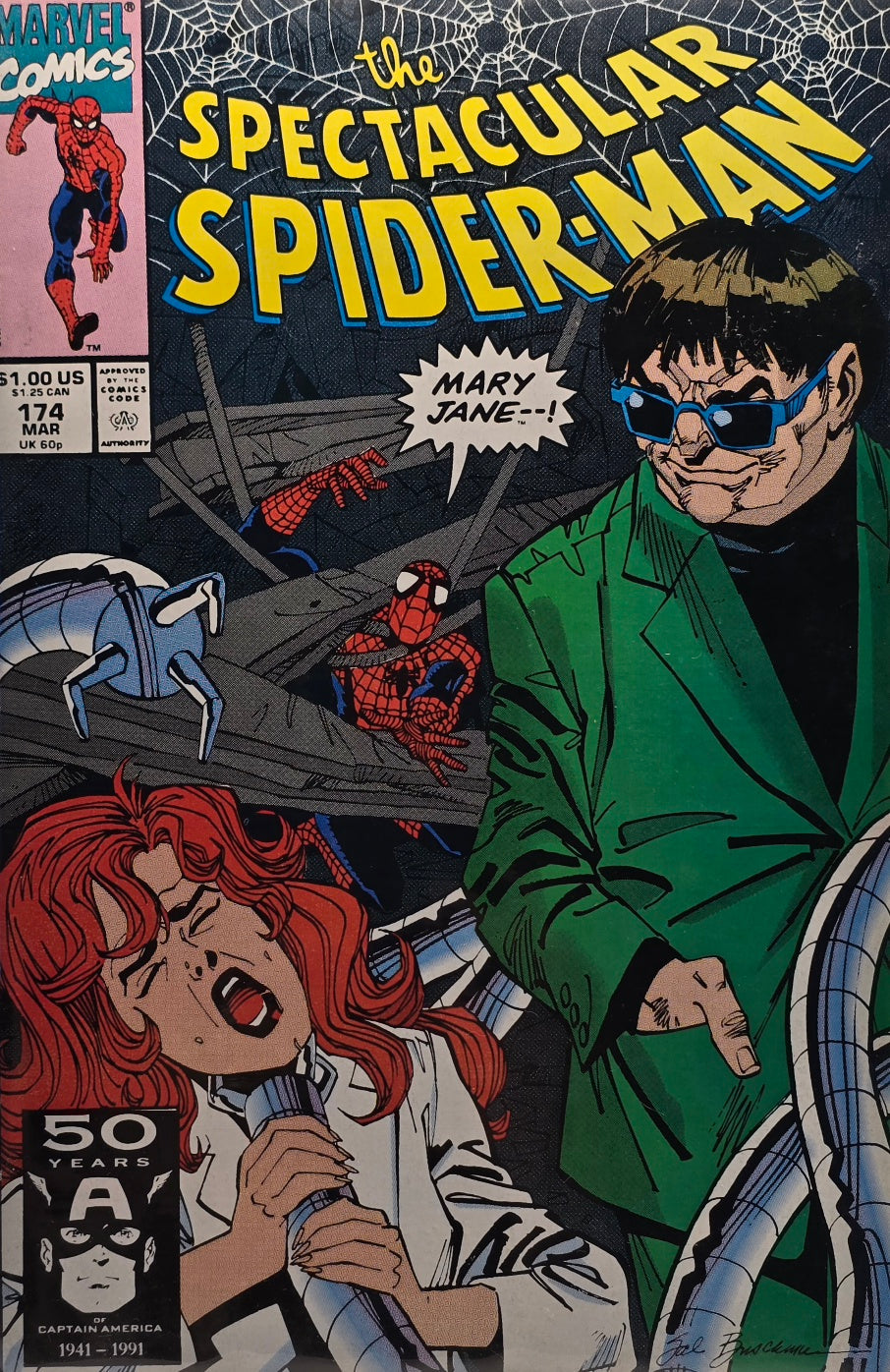 The Spectacular Spider-Man #174 — Doctor Octopus & Mary Jane Cover (Marvel, March 1991)