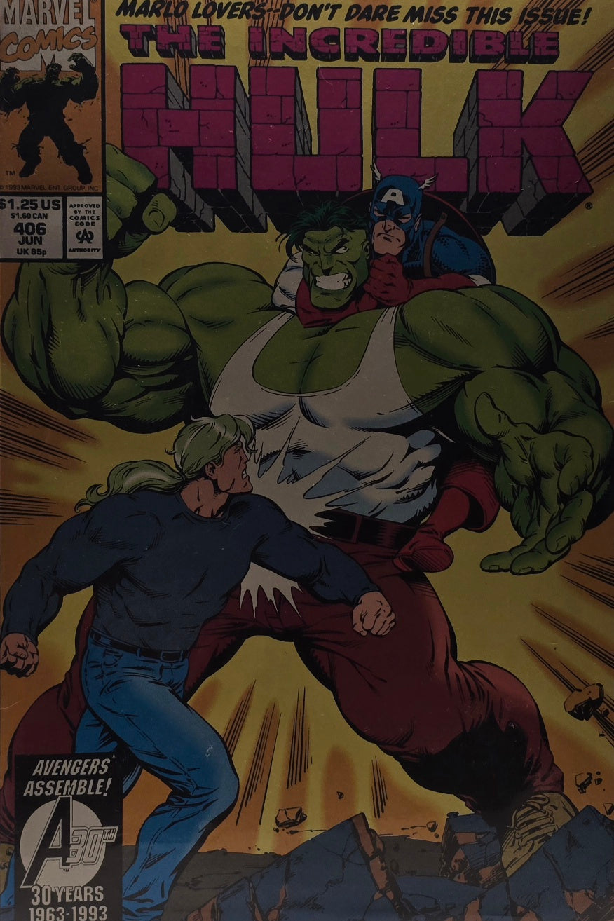 The Incredible Hulk #406 (Marvel, June 1993) — Avengers 30th Anniversary — Captain America