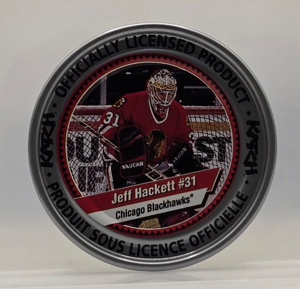 Jeff Hackett #31 Chicago Blackhawks Kazh NHL Medallion Puck