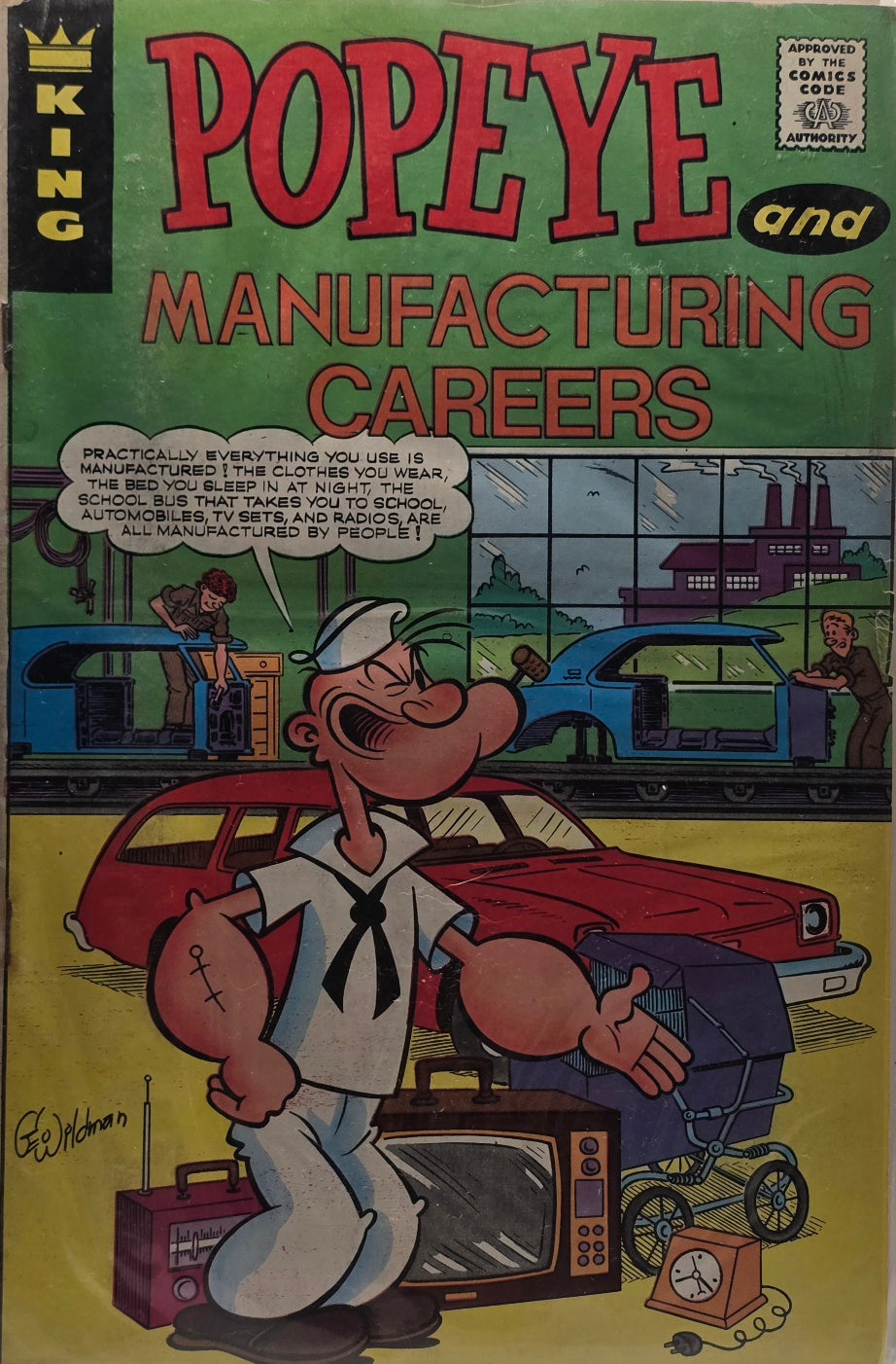 Popeye and Manufacturing Careers (King Comics) — Wildman — Vintage Educational Promo Comic