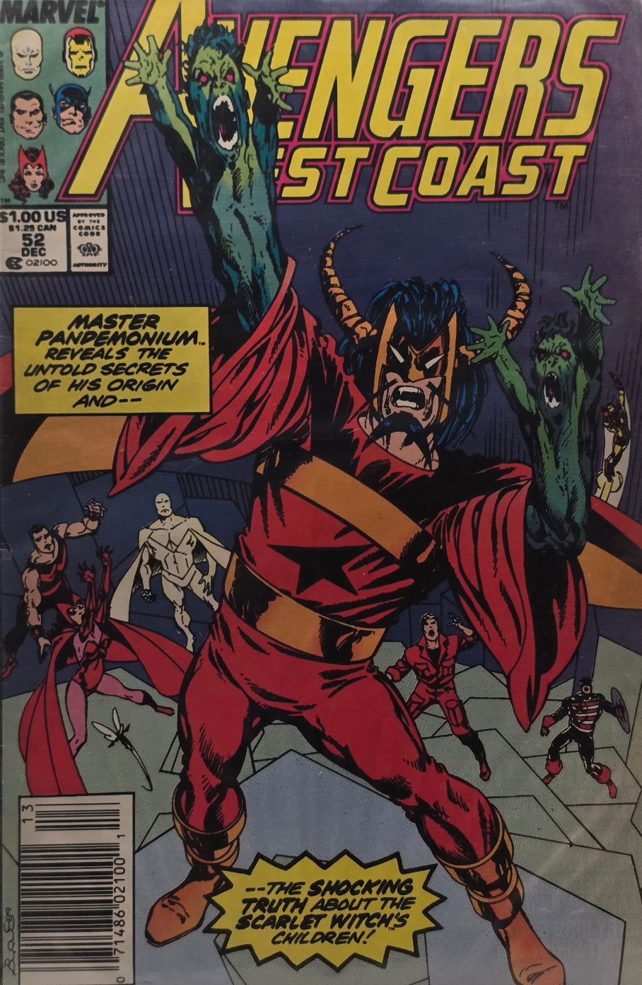 Avengers West Coast #52 (Marvel Comics) — Master Pandemonium — December 1989
