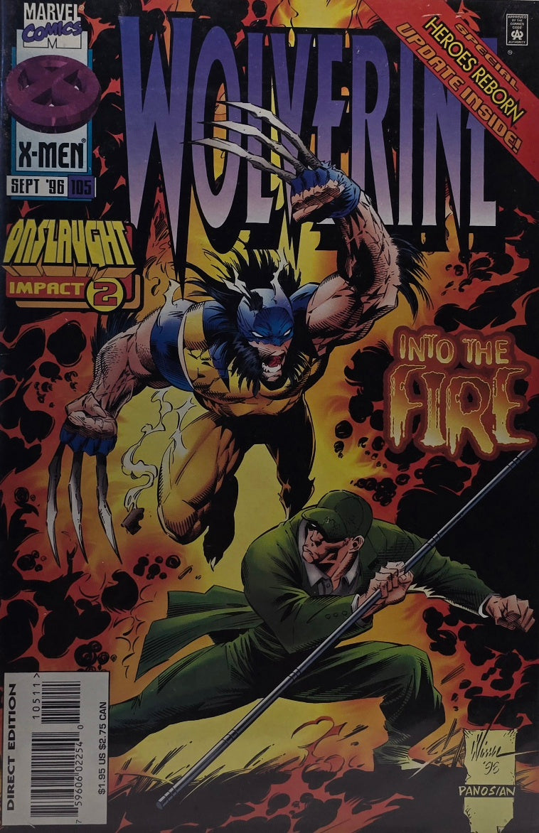 Wolverine #105 (Marvel Comics, September 1996) — Onslaught Impact 2 — Into the Fire!