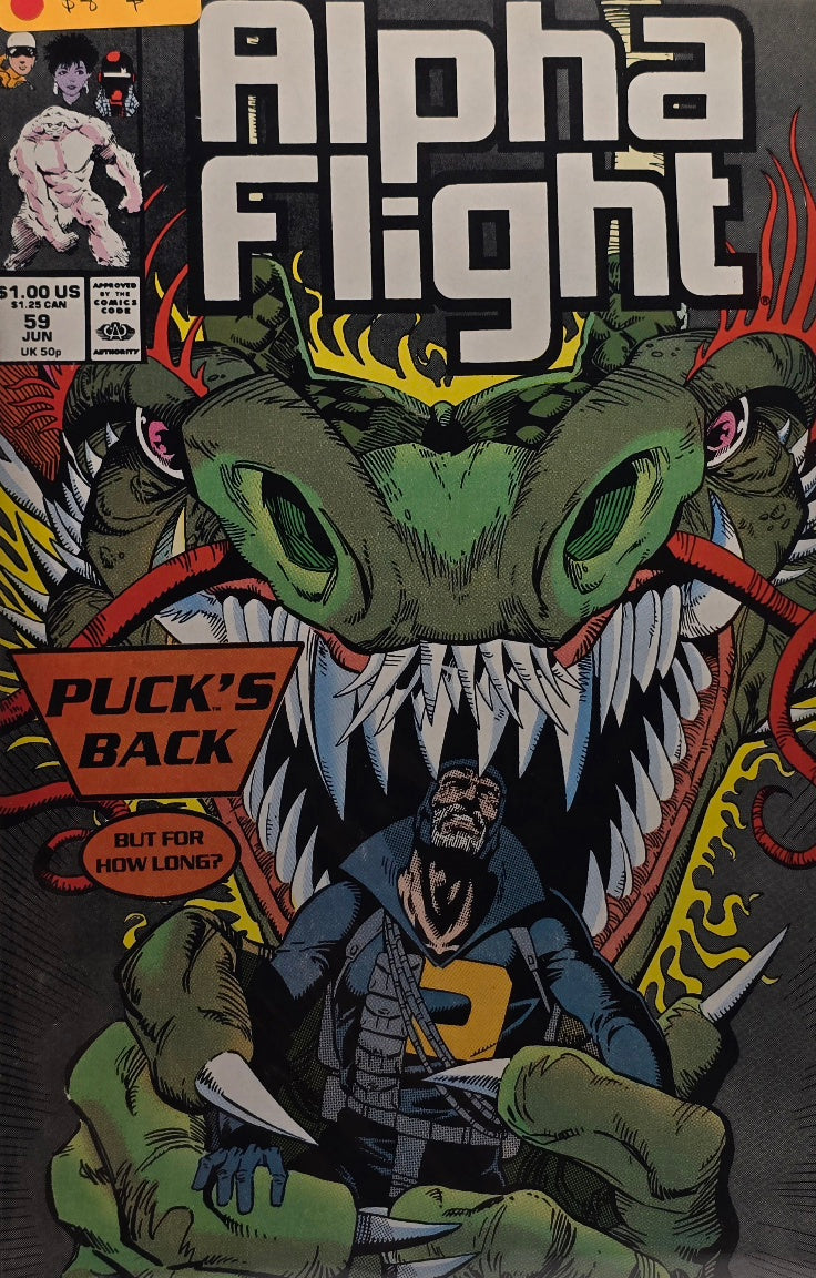 Alpha Flight #59 (Marvel, June 1988) — “Puck’s Back — But For How Long?”