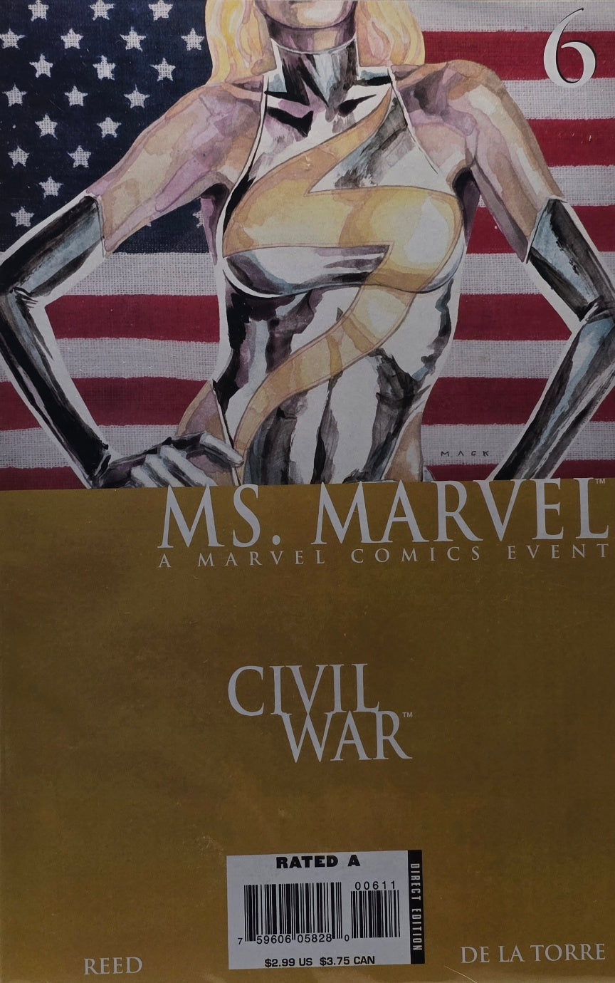 Ms. Marvel #6 — Civil War (Marvel) — Reed & De La Torre — David Mack Cover — Direct Edition