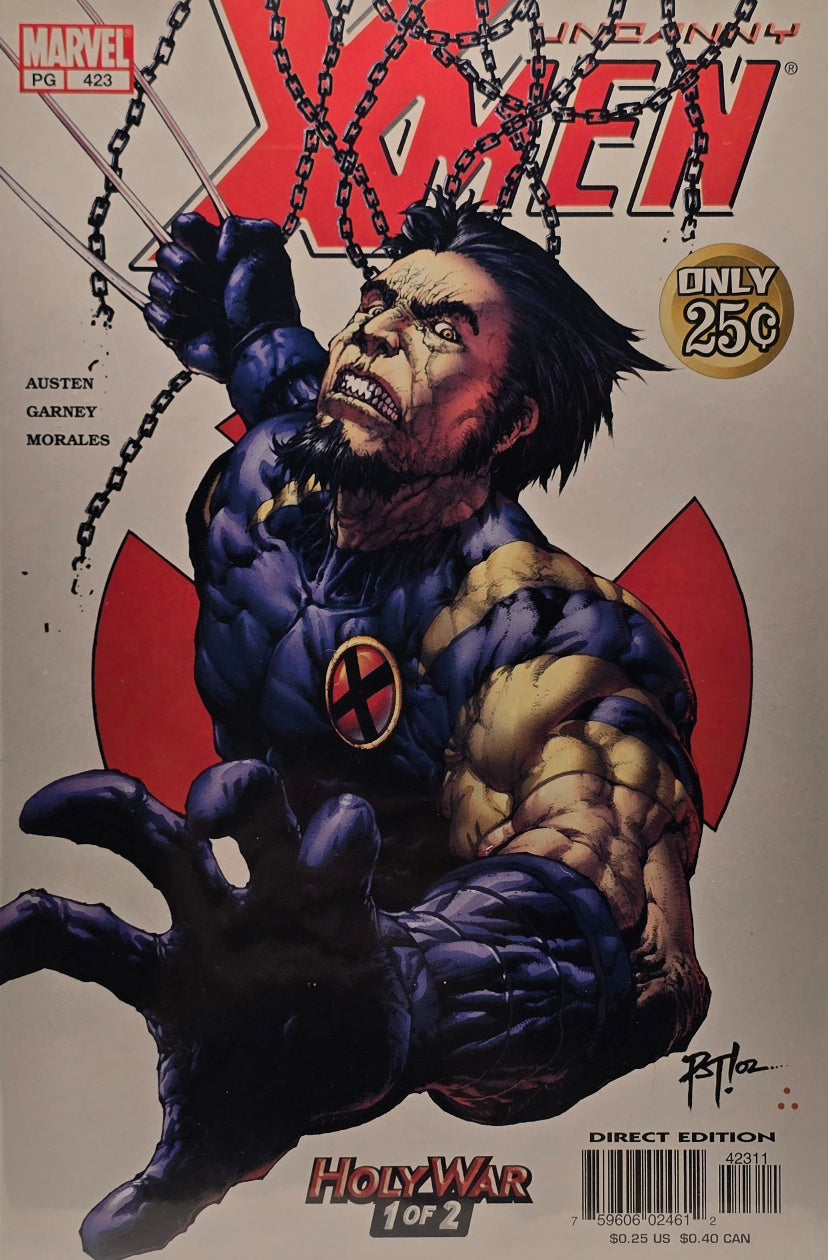 Uncanny X-Men #423 (Marvel) — “Holy War: Part 1 of 2” — Austen / Garney / Morales — Direct Edition — 25¢ Promotional Issue