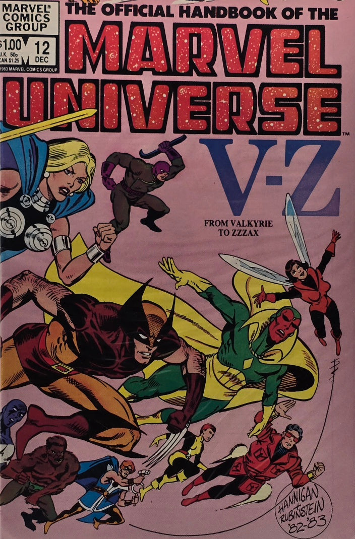 Official Handbook of the Marvel Universe #12 — "V-Z: Valkyrie to Zzzax" (Marvel Comics, December 1983) — Hannigan & Rubinstein