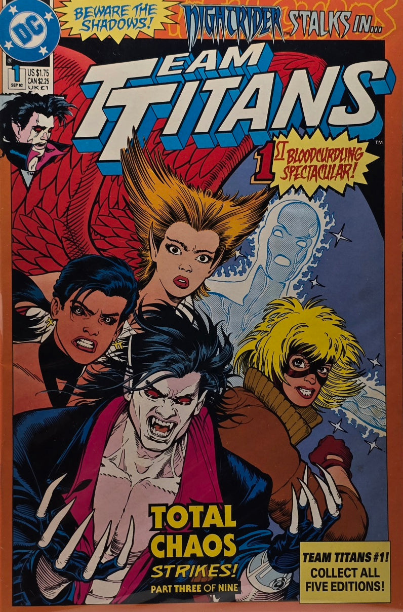 Team Titans #1 — "Nightrider Stalks In..." — Total Chaos Part 3 of 9 (DC Comics, September 1992) — 1st Bloodcurdling Spectacular!