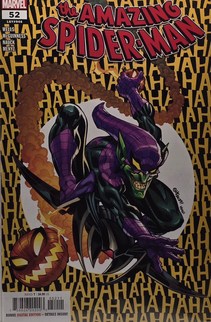 The Amazing Spider-Man #52 — Green Goblin "HA" Cover (LGY #946 — Wells/McGuinness/Nauck/Menyz — Marvel)