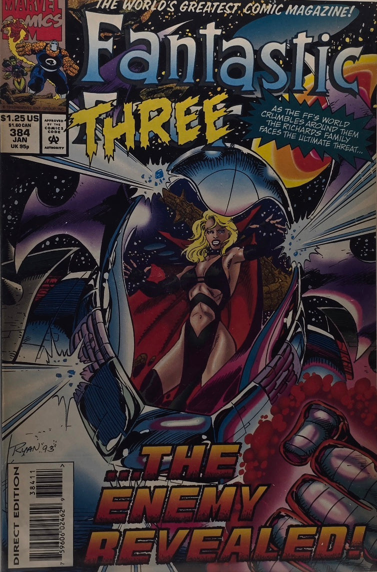 Fantastic Four #384 — "Fantastic Three: The Enemy Revealed!" (Marvel Comics, January 1994)