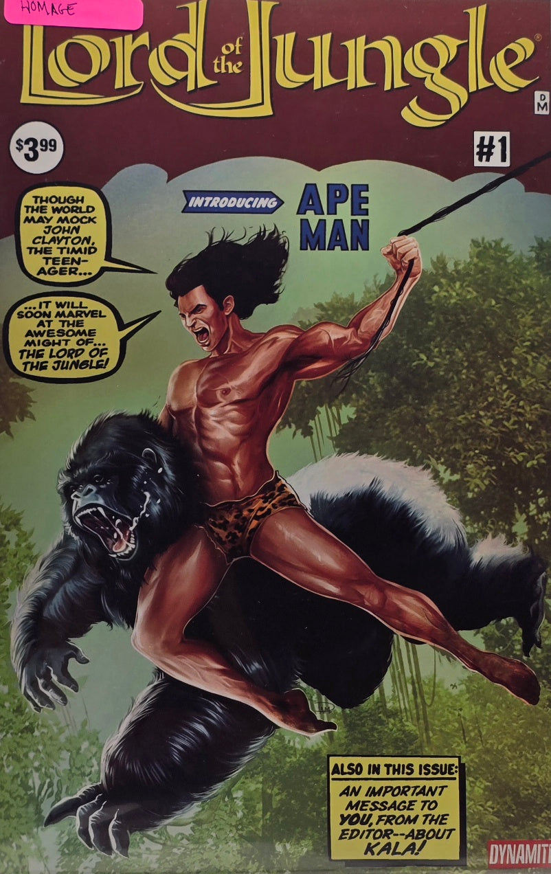 Lord of the Jungle #1 (Dynamite Entertainment) — “Introducing Ape Man” — DM Edition — Homage Copy