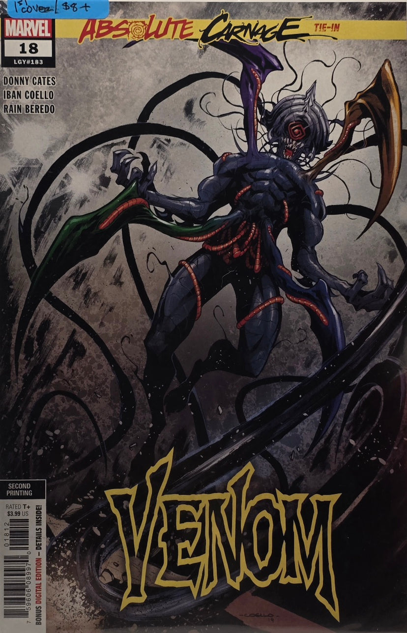 Venom #18 — Absolute Carnage Tie-In — 2nd Printing (Marvel Comics) — Cates, Coello & Beredo