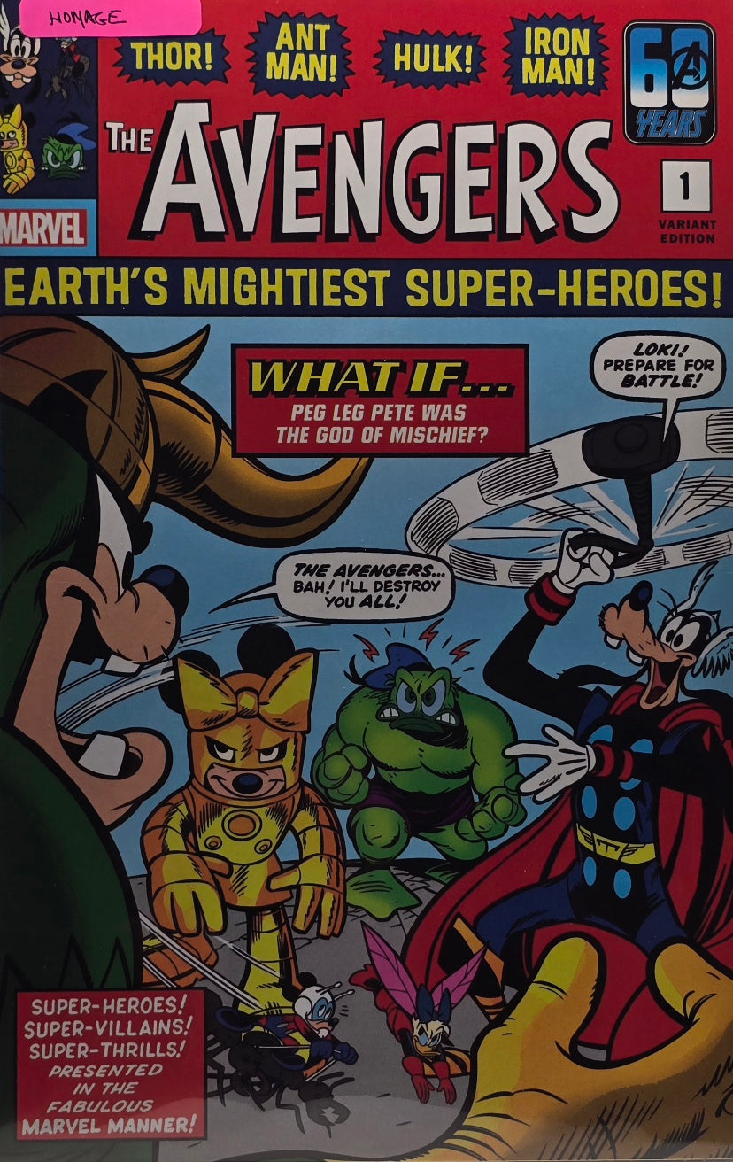 The Avengers #1 (Marvel) — 60 Years Variant Edition — “What If… Peg Leg Pete Was the God of Mischief?” — Disney Homage Cover