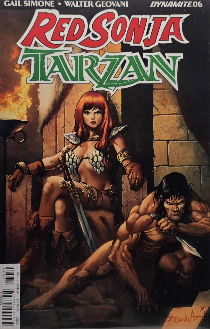 Red Sonja/Tarzan #6 — Seated Red Sonja & Tarzan Cover (Dynamite)