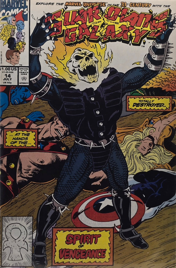 Guardians of the Galaxy #14 — "Spirit of Vengeance" — Ghost Rider Cover! (Marvel Comics, July 1991)