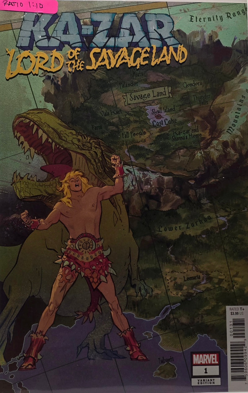 Ka-Zar: Lord of the Savage Land #1 — Ratio 1:10 Variant Edition (Marvel Comics) — Map & Dinosaur Cover