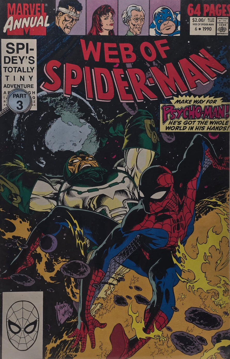 Web of Spider-Man Annual #6 (Marvel, 1990) — 64 Pages — “Make Way for Psycho-Man!” — “Spidey’s Totally Tiny Adventure: Part 3”