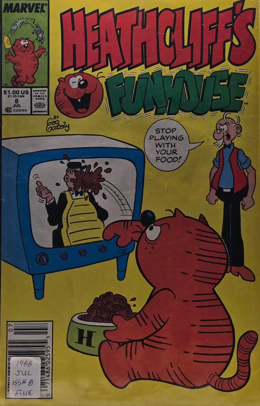 Heathcliff's Funhouse #8 (Marvel Comics) — Geo Gately — July 1988 — Newsstand Edition