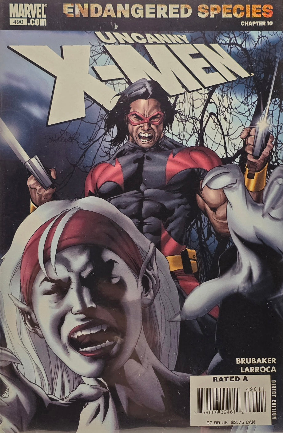 Uncanny X-Men #490 (Marvel, 2007) — “Endangered Species: Chapter 10” — Brubaker / Larroca — Direct Edition