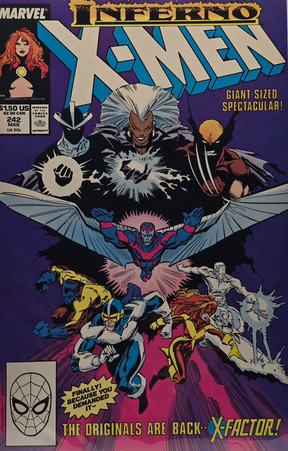 Uncanny X-Men #242 — Giant-Sized Spectacular! The Originals Are Back — X-Factor! (Inferno, March 1989)