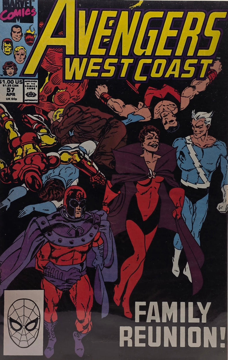 Avengers West Coast #57 (Marvel Comics, April 1990) — Family Reunion! — Magneto, Scarlet Witch & Quicksilver