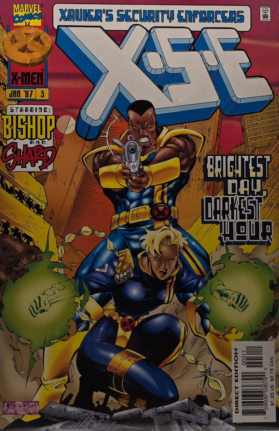 X.S.E. — Xavier's Security Enforcers #3 (Marvel, January 1997) — “Brightest Day, Darkest Hour” — Starring Bishop & Shard — Direct Edition